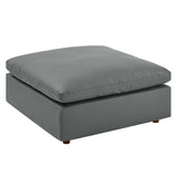 Commix Down Filled Overstuffed Vegan Leather Ottoman by Lefancy