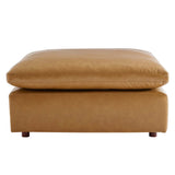 Commix Down Filled Overstuffed Vegan Leather Ottoman by Lefancy