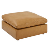 Commix Down Filled Overstuffed Vegan Leather Ottoman by Lefancy