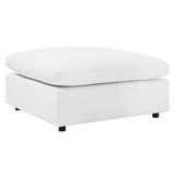 Commix Down Filled Overstuffed Vegan Leather Ottoman by Lefancy