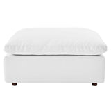 Commix Down Filled Overstuffed Vegan Leather Ottoman by Lefancy