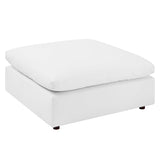 Commix Down Filled Overstuffed Vegan Leather Ottoman by Lefancy