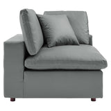 Commix Down Filled Overstuffed Vegan Leather Corner Chair by Lefancy