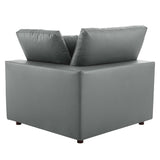 Commix Down Filled Overstuffed Vegan Leather Corner Chair by Lefancy