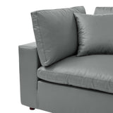 Commix Down Filled Overstuffed Vegan Leather Corner Chair by Lefancy