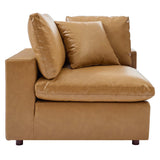 Commix Down Filled Overstuffed Vegan Leather Corner Chair by Lefancy