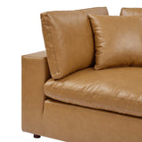 Commix Down Filled Overstuffed Vegan Leather Corner Chair by Lefancy