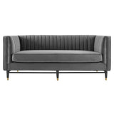 Devote Channel Tufted Performance Velvet Loveseat by Lefancy
