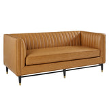 Devote Channel Tufted Vegan Leather Loveseat by Lefancy