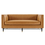Devote Channel Tufted Vegan Leather Loveseat by Lefancy