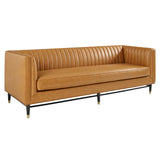 Devote Channel Tufted Vegan Leather Sofa by Lefancy