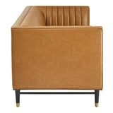 Devote Channel Tufted Vegan Leather Sofa by Lefancy