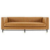 Devote Channel Tufted Vegan Leather Sofa by Lefancy