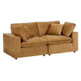 Commix Down Filled Overstuffed Performance Velvet Loveseat by Lefancy