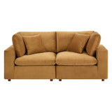 Commix Down Filled Overstuffed Performance Velvet Loveseat by Lefancy