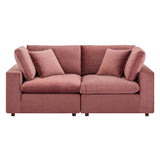 Commix Down Filled Overstuffed Performance Velvet Loveseat by Lefancy