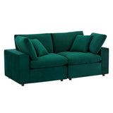 Commix Down Filled Overstuffed Performance Velvet Loveseat by Lefancy