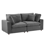 Commix Down Filled Overstuffed Performance Velvet Loveseat by Lefancy
