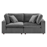 Commix Down Filled Overstuffed Performance Velvet Loveseat by Lefancy