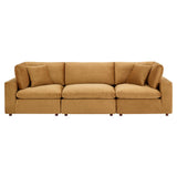 Commix Down Filled Overstuffed Performance Velvet 3-Seater Sofa by Lefancy