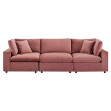 Commix Down Filled Overstuffed Performance Velvet 3-Seater Sofa by Lefancy