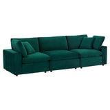 Commix Down Filled Overstuffed Performance Velvet 3-Seater Sofa by Lefancy