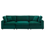Commix Down Filled Overstuffed Performance Velvet 3-Seater Sofa by Lefancy