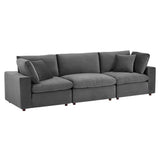Commix Down Filled Overstuffed Performance Velvet 3-Seater Sofa by Lefancy