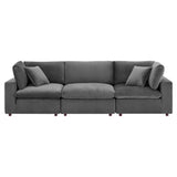 Commix Down Filled Overstuffed Performance Velvet 3-Seater Sofa by Lefancy