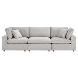 Commix Down Filled Overstuffed Performance Velvet 3-Seater Sofa by Lefancy