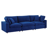 Commix Down Filled Overstuffed Performance Velvet 3-Seater Sofa by Lefancy