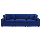Commix Down Filled Overstuffed Performance Velvet 3-Seater Sofa by Lefancy