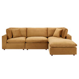 Commix 4-Piece Down Filled Overstuffed Performance Velvet Sectional Sofa by Lefancy