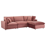 Commix 4-Piece Down Filled Overstuffed Performance Velvet Sectional Sofa by Lefancy