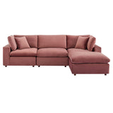 Commix 4-Piece Down Filled Overstuffed Performance Velvet Sectional Sofa by Lefancy
