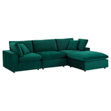 Commix 4-Piece Down Filled Overstuffed Performance Velvet Sectional Sofa by Lefancy