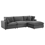 Commix 4-Piece Down Filled Overstuffed Performance Velvet Sectional Sofa by Lefancy