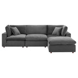 Commix 4-Piece Down Filled Overstuffed Performance Velvet Sectional Sofa by Lefancy