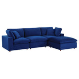 Commix 4-Piece Down Filled Overstuffed Performance Velvet Sectional Sofa by Lefancy