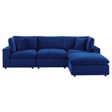 Commix 4-Piece Down Filled Overstuffed Performance Velvet Sectional Sofa by Lefancy