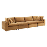 Commix Down Filled Overstuffed Performance Velvet 4-Seater Sofa by Lefancy