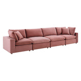 Commix Down Filled Overstuffed Performance Velvet 4-Seater Sofa by Lefancy