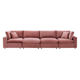 Commix Down Filled Overstuffed Performance Velvet 4-Seater Sofa by Lefancy