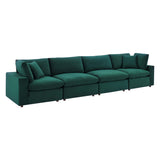 Commix Down Filled Overstuffed Performance Velvet 4-Seater Sofa by Lefancy