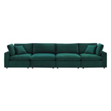 Commix Down Filled Overstuffed Performance Velvet 4-Seater Sofa by Lefancy