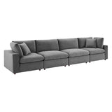 Commix Down Filled Overstuffed Performance Velvet 4-Seater Sofa by Lefancy
