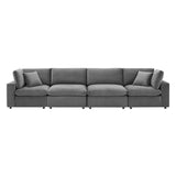 Commix Down Filled Overstuffed Performance Velvet 4-Seater Sofa by Lefancy