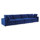 Commix Down Filled Overstuffed Performance Velvet 4-Seater Sofa by Lefancy