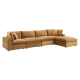 Commix 5-Piece Down Filled Overstuffed Performance Velvet Sectional Sofa by Lefancy