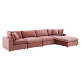 Commix 5-Piece Down Filled Overstuffed Performance Velvet Sectional Sofa by Lefancy